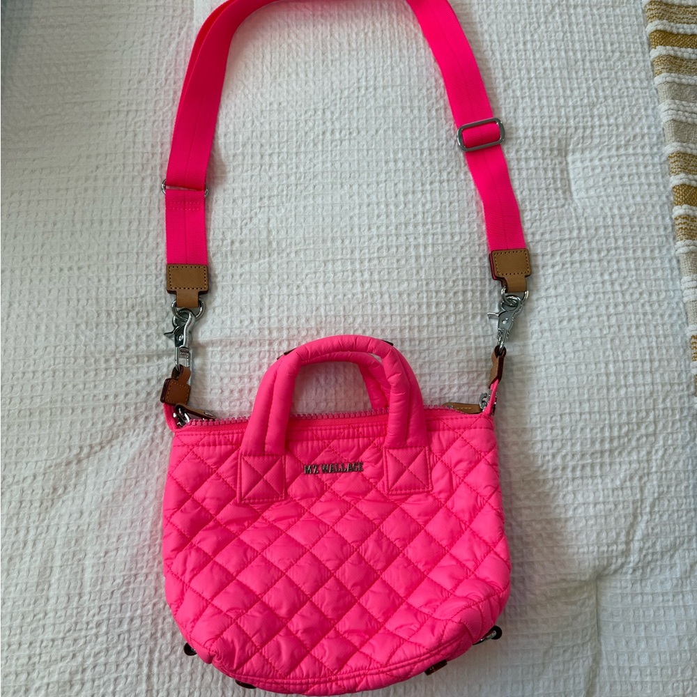 MZ Wallace Micro Sutton in NEON Pink Crossbody Bag Purse - Picture 4 of 5